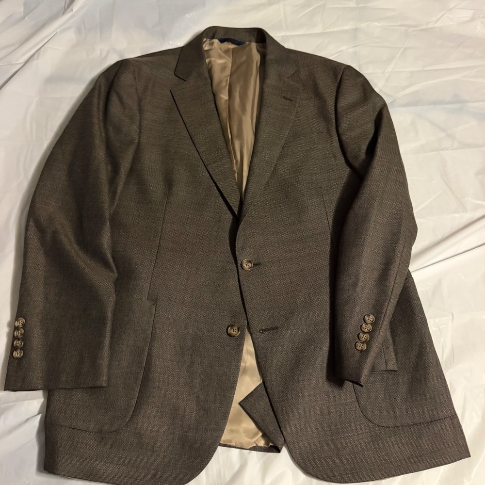 Brooks Brothers Mens 44R Classic Wool Hopsack Blazer Brown Sport Coat Italian